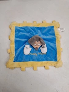 Disney Parks Mickey Mouse Lovey Security Blanket Blue Yellow Tag Velour Plush - Picture 1 of 10