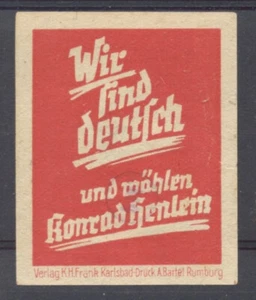 13291 Czechoslovakia(Sudetia),German propoganda mark about german elections in r - Bild 1 von 1