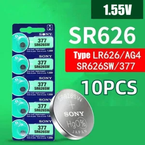 10PCS SR626 377 SR626SW AG4 LR626 Watch Battery Button Coin Cell Silver Oxide - Picture 1 of 7