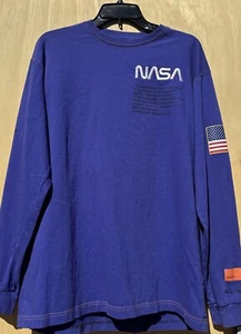 Camisa de lujo Heron Preston NASA manga larga púrpura con logotipo y bandera para hombre S - Imagen 1 de 8