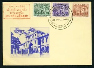 South Vietnam FDC 1956 Maximum Card 5th Anniv of Saigon Post Office 36-38 (L850) - Picture 1 of 1