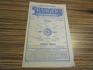 GLASGOW RANGERS v PARTICK THISTLE 1961/2 scotland JANUARY 2nd local derby - Picture 1 of 1