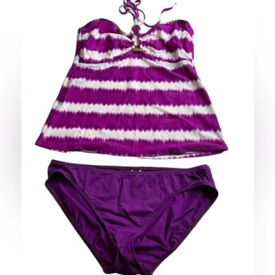 Tankini Ralph Lauren Halter Púrpura/Blanco Talla 14 Foto 1 de 4
