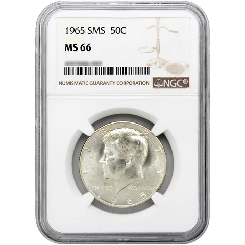 1965 SMS Kennedy Half Dollar MS66 NGC Cover