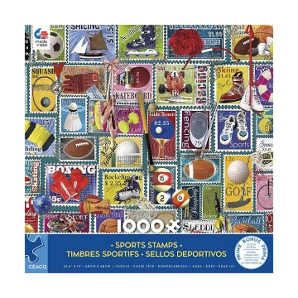 Ceaco Puzzle Stamps - Sports Stamps (1000 Pieces) New V28 - Image 1 of 1