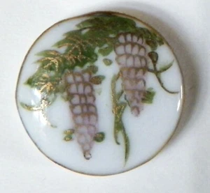Bb KUTANI Porcelain WISTERIA Flower Vintage BUTTON - Bild 1 von 2