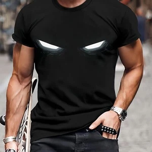 Camiseta informal de cuello redondo con estampado de ojos brillantes en 3D para hombre - Imagen 1 de 7