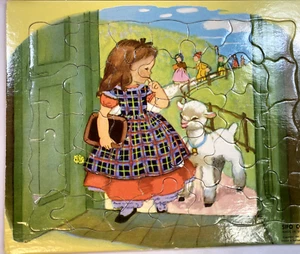 Tablett Puzzle Puzzle Mary had a Little Lamb Vintage 1951 Made In US Sammler - Bild 1 von 3