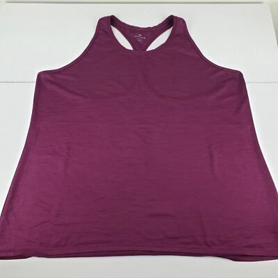 Athleta High Neck Shadow Stripe Chi Racerback Tank Top Women's 2X Purple - Image 1 of 4
