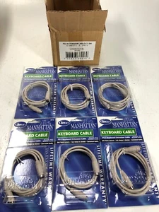 LOT 6 PS/2 KEYBOARD MOUSE 6’ EXTENSION MALE - FEMALE CABLE EXTENSIONS Manhattan - Picture 1 of 5