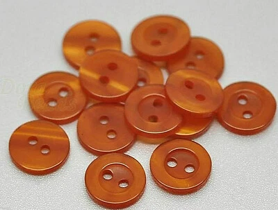 8 Knöpfe orange rot Resin 11 mm Wäscheknopf Knopf 2 Löcher Nähen Kurzwaren * - Bild 1 von 2