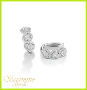 ORECCHINI TRILOGY ORO BIANCO 18K CON DIAMANTI NATURALI 0.97 CARATI CERTIFICATO - Picture 1 of 4