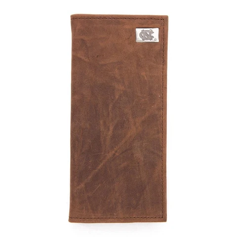 North Carolina Tarheels UNC Leather Wallet Brown Checkbook Wallet Cover