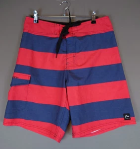 Rusty Surfboards Trunks Shorts Striped Red & Blue Size 31 Men's 9" Inseam - Picture 1 of 11
