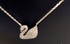 Sterling Silver Swan Crystal Necklace 44cm Long