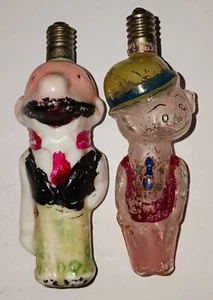 Vintage MOON MULLINS &ANDY GUMP Comic Christmas Figural Light Bulbs Translucent - Picture 1 of 4