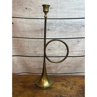 Vintage Brass Horn Candlestick - Image 1 of 3