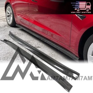 MX Style Carbon Side Skirts For 2017 2018 2019 2020 2021 2022 2023 Tesla Model 3 - Picture 1 of 6