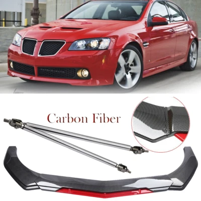 Front Bumper Lip Spoiler Splitter+Strut+Rod Carbon Fiber For Pontiac G8 GT GTO Foto 1 de 4