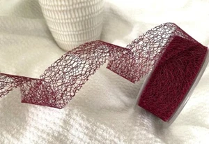 Eleganza BURGUNDY Soft Mesh Web 50mm - Luxury Wire Edge Ribbon - 2m - Picture 1 of 5