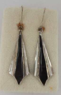 Neugablonz Dieter Knobloch: Paar Art Deco Ohrringe mit schwarze Emaille (112744) - Bild 1 von 3