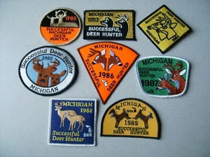 1982 - 1989 MICHIGAN SUCCESSFUL DNR DEER HUNTING PATCHES - BEAR - TURKEY - ELK - Picture 1 of 1