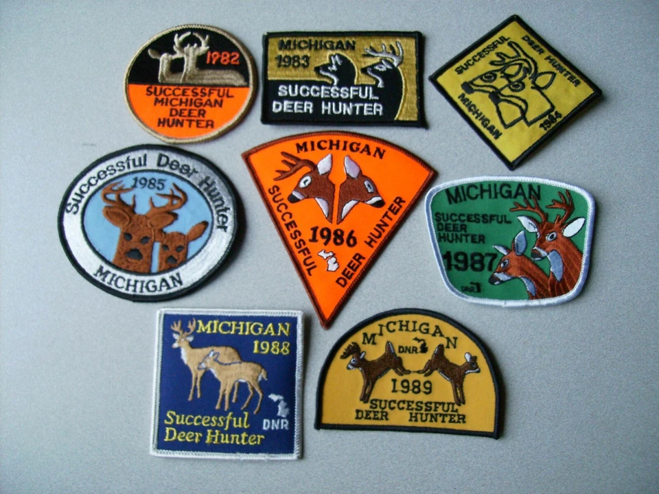 1982 - 1989 MICHIGAN SUCCESSFUL DNR DEER HUNTING PATCHES - BEAR - TURKEY - ELK - Image 1 of 1
