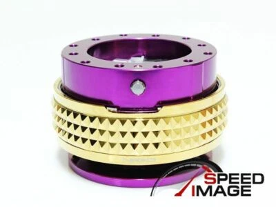NRG STEERING WHEEL GEN 2.1 QUICK RELEASE PURPLE BODY GOLD RING SRK-210PP-CG Foto 1 de 2
