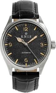 KNIS Automatikuhr Japan-Made, Retro Modern, Saphir, Leder, 10ATM, Schwarz - Bild 1 von 14