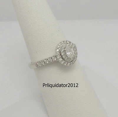 1/2CT Natural Oval Diamond Halo Engagement Wedding Ring Bridal 14K White Gold - Image 1 of 4