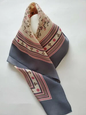 Vintage Totes women's rain scarf, pink & gray, 1979, 26" square - Изображение 1 из 4