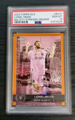2023 Topps MLS Big City Strikers Orange Lionel Messi /25 PSA 10 - Imagem 1 de 2