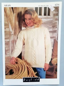 LADIES' CABLE PANEL SWEATER, 76-102cm, 10ply - HAYFIELD Knitting Pattern 4234 - Picture 1 of 2