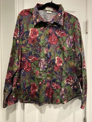 Van Heusen Para Mujer Audaz Floral Algodón Cuello Abotonado Ajustado Forma Talla XL Foto 1 de 4
