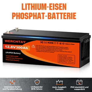 300Ah 12V Lithium Batterie LiFePO4 Akku BMS Solarbatterie Solaranlage Boot RV - Bild 1 von 23