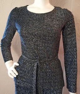 VTG or RETRO Black & Silver Glitter 2-piece Bell Bottom Pants Set 10 - Picture 1 of 12
