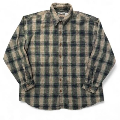 Eastern Mountain Sports Shirt Mens Large Green Blue Plaid Flannel Button Up VTG - Image 1 of 4