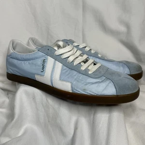 Lanvin Appliqué Sneakers Light Blue Nylon Calf Suede Trim Size 44 US size 10 - Picture 1 of 11
