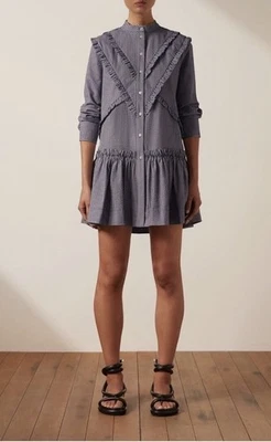 Shona Joy Stripe Ruffle Dress AU 10 - image 1 of 4