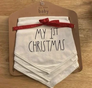 Rae Dunn By Magenta Set Of 3 Christmas Holiday Bandana Bibs NWT - Picture 1 of 6