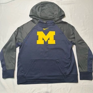 Nike Dri-Fit UofM logo Youth XL Navy/Dark Grey Hooded Sweatshirt - Picture 1 of 4