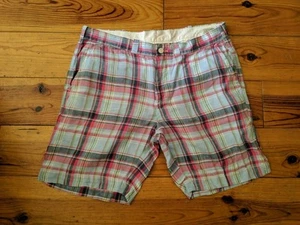 RALPH LAUREN MENS CHECK LINEN CHINO SHORTS VGC SIZE 34 SLIM - Picture 1 of 7