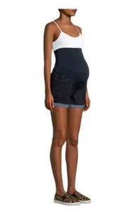 Pantaloncini premaman donna Time and Tru pannello intero denim lavaggio scuro taglia med NUOVI - Foto 1 di 7