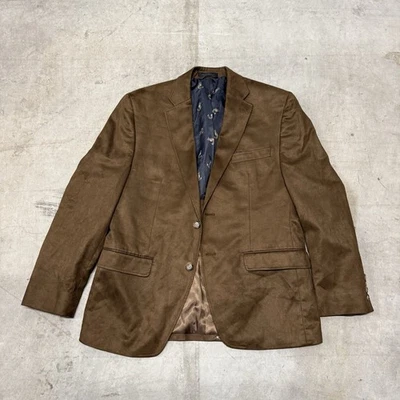 Blazer Lauren Ralph Lauren Para Hombre Marrón Imitación Gamuza con Forro de Zorro, Talla 38s Foto 1 de 4