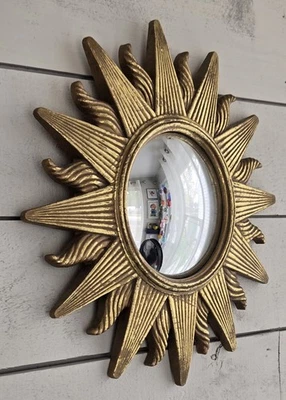 Vtg 90's Bombay French Regency Gold Gilded Convex Sunburst Starburst Wall Mirror - Image 1 of 4