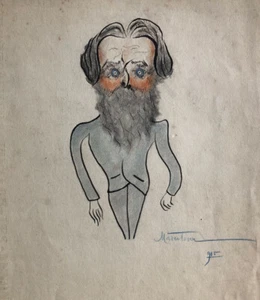 George Marculescu - Georges Marcolesco — dessin encre & pastel signé — c. 1900. - Picture 1 of 3