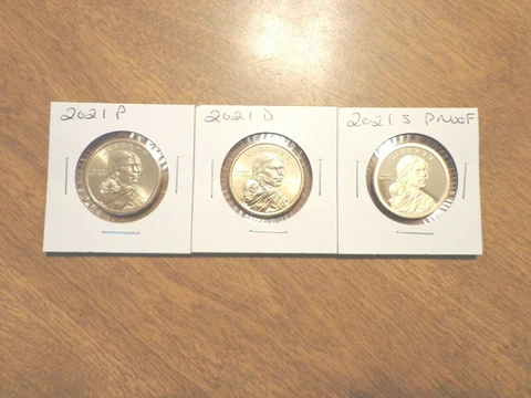 2021 P D S Sacagawea Dollar Proof Native American 3 Coin Set Lot PDS Cover
