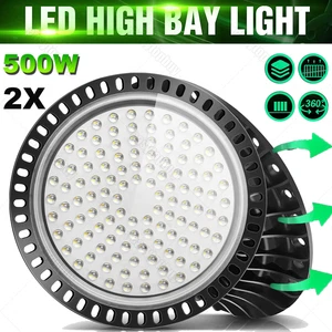 2X 500W UFO LED iluminación de nave foco de techo lámpara de taller lámpara industrial - Imagen 1 de 9