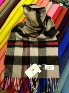 100% Pure Cashmere Scarf | House Of Cashmere | Camel Thompson | Tartan | Classic - Picture 1 of 4
