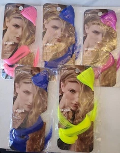 6- Scunci Hot Streaks 18" Clip On Faux Hair- 1 Blue 1 Yellow 2 Pink 2 purple - Picture 1 of 1